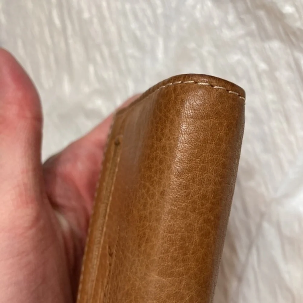Fossil brown leather patchwork wallet